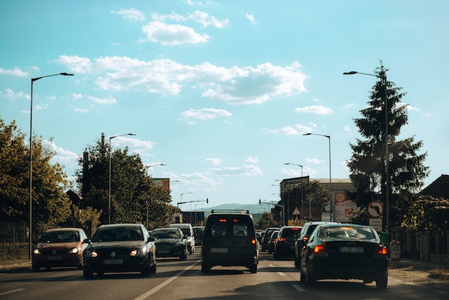 cars driving and tailgating