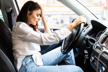 woman in car accident with head injury