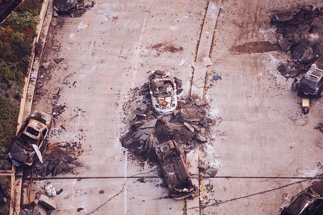 car accident aerial view