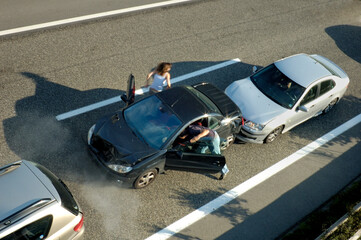 rear end accident with multiple cars