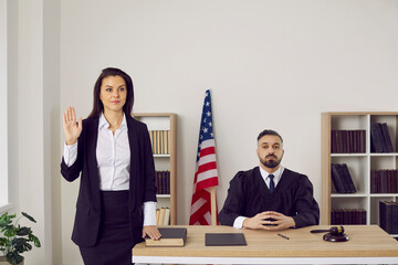 witness in trial with judge