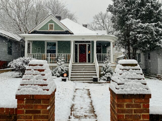 house with snow